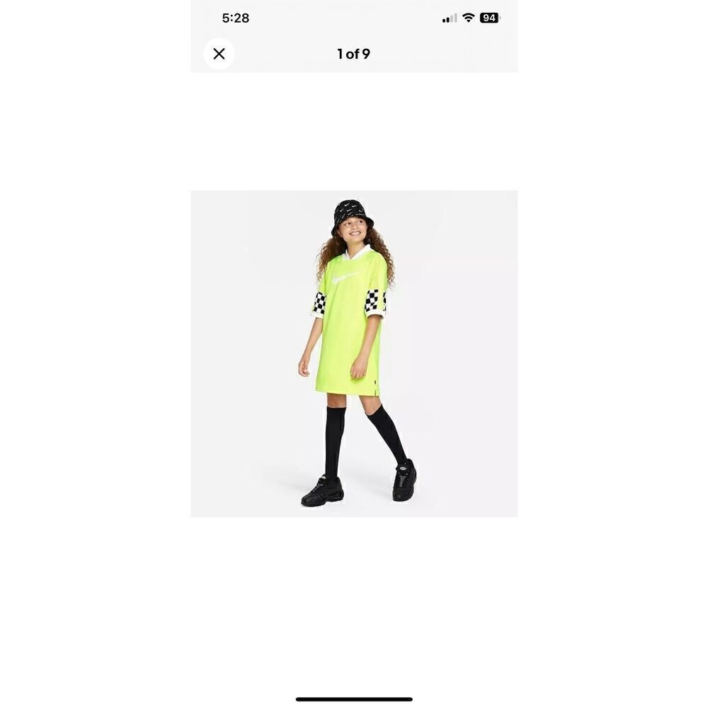 Nike Dri-Fit Big Kids Neon Yellow Jersey Tunic FD3129-702 size Large New